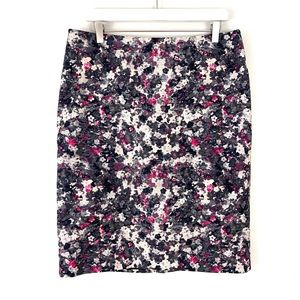 Talbots Abstract Floral Print Stretch Cotton Career Pencil Skirt